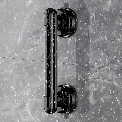 Upgraded 2-Pack Grab Bars for Shower Bathroom Wall, Heavy-Duty Suction Grab Bars Shower Handle Safety for Elderly Seniors Handicap, No Drilling Tool-Free, Easy Removal and Reusable (Black) - color: Black (2 Pack)