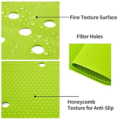 Webos Shower Mat for Textured Surface：Silicone Non Slip Shower Mat Without Suction Cups Foldable - Square Bath Mat for Reglazed Tub Textured Shower Floor (Green, 21x21) - color: Green