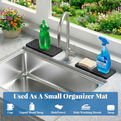 Water Absorbing Stone Trays for Bathroom Sink Kitchen Counter, Quick Dry Dish Soap Dispenser Sponge Holder for Hand Soaps Plants Toiletries, Stain Resistance Countertop Fast Drying Counter Trays - color: Dark Gray