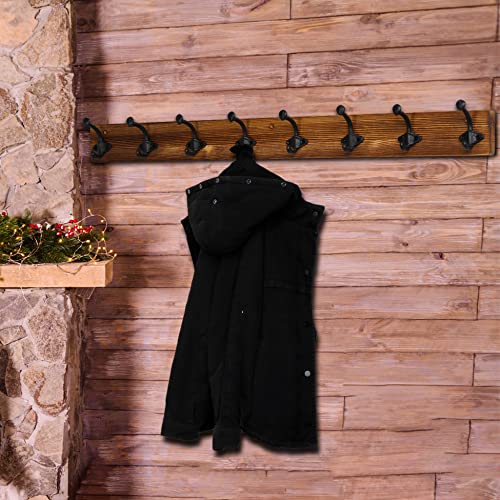 WEBI Rustic Coat Rack Wall Mount,35.43" Long 8 Cast Iron Coat Hooks Wall Mounted,Heavy Duty Wall Coat Hanger Hooks for Hanging Coats,Clothes,Jacket,Brown - color: Brown, size: 35 Inch