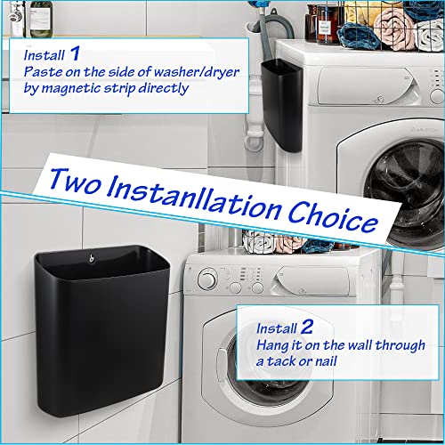 Picowe Magnetic Laundry Storage, Large Lint Holder Bin for Laundry Room, Space-Saving Trash Container Hanging on Dryer, Washer or Wall Mount Trash Bin (Black) - size: L - Black