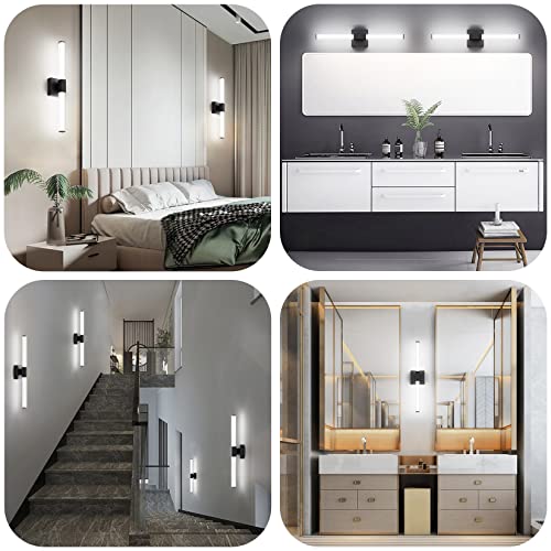 Ralbay 24inch Black Bathroom Vanity Light Bar 22W Modern LED Vanity Lights Matte Black Bathroom Wall Mounted Light Fixtures Over Mirror(5500K White Light) - color: Black, size: 24 inch