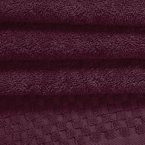 MyOwn Ultra Soft 3 Pack Cotton Towel Set, Contains a Bath Towels 28x55 inch, a Hand Towels 16x24 inch & a Wash Coths 12x12 inch, Ideal Everyday use, Compact & Lightweight - Burgundy - color: Burgundy, size: 3 Pack Set