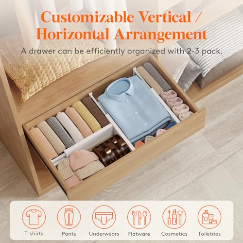 Lifewit 4" High Upgrade Drawer Divider, Adjustable Drawer Organizer Clothes | 13.5"-22" Expandable Plastic Drawer Separator for Dresser, Kitchen, Closet, Nursery, Office Organization & Storage, 5 Pack - size: 4"H, 13.5-22"L