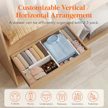 Lifewit 4" High Upgrade Drawer Divider, Adjustable Drawer Organizer Clothes | 13.5"-22" Expandable Plastic Drawer Separator for Dresser, Kitchen, Closet, Nursery, Office Organization & Storage, 5 Pack - size: 4"H, 13.5-22"L