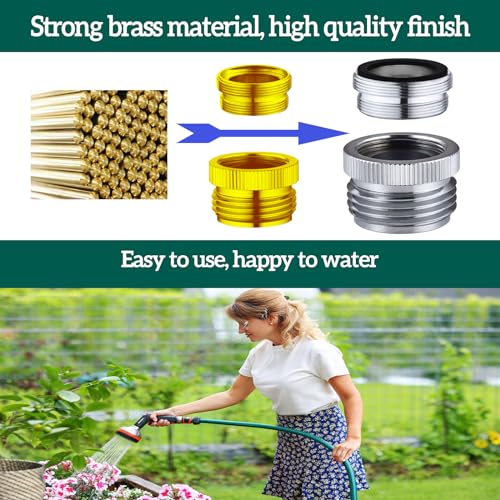 Faucet Adapter with Aerator, Sink Faucet to Garden Hose Adapter, Faucet Adapter to Garden Hose for Kitchen and Bathroom, hose attachment to sink，3/4" GHT Thread Chrome. - color: C-Faucet adapter