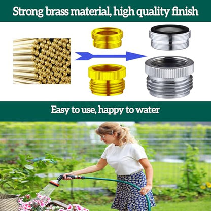 Faucet Adapter with Aerator, Sink Faucet to Garden Hose Adapter, Faucet Adapter to Garden Hose for Kitchen and Bathroom, hose attachment to sink，3/4" GHT Thread Chrome. - color: C-Faucet adapter