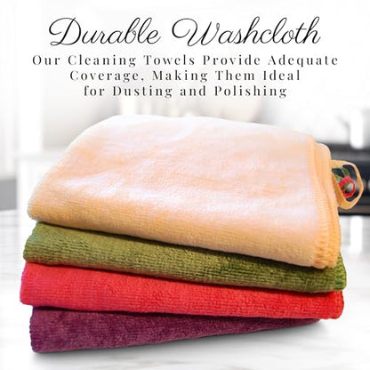 EcoSol Designs - Microfiber Towels, Cleaning & Drying Must-Have, Soft, Thick Dry/Wipe for Personal/Home/Office/Car Use, 4 12x12 Microfiber Towels with Hanging Loops in Purple, Pink, Green and Yellow - color: Purple, Pink, Green, Yellow
