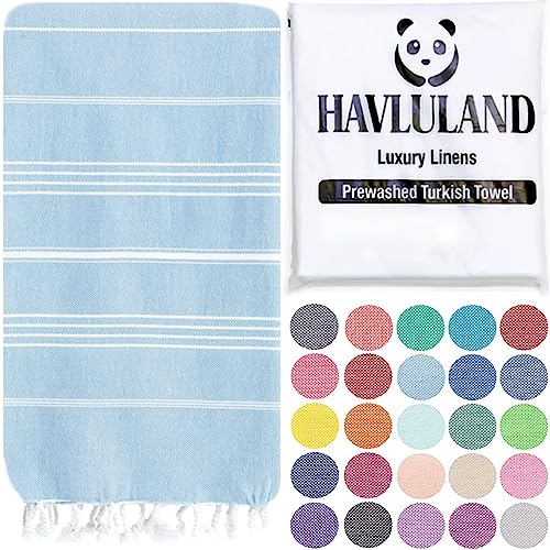 Turkish Beach Towel, Oversized 40" x 72", 100% Cotton -Light Blue | Quick Dry, Sand Resistant, Reversible, Machine Washable, Lightweight Peshtemal Towel for Beach, Pool, Travel & Spa - color: Light Blue