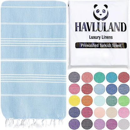 Turkish Beach Towel, Oversized 40" x 72", 100% Cotton -Light Blue | Quick Dry, Sand Resistant, Reversible, Machine Washable, Lightweight Peshtemal Towel for Beach, Pool, Travel & Spa - color: Light Blue