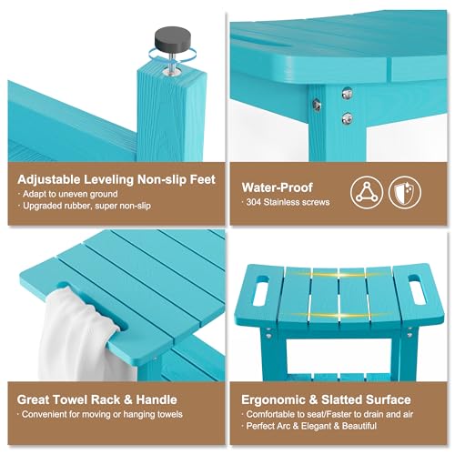 HIPS Shower Benches for Inside Shower, Shower Stool with Space-Efficient Storage Shelf, Waterproof Shower Chair Seat for Spa Bathroom(Sky Blue) - color: Sky Blue