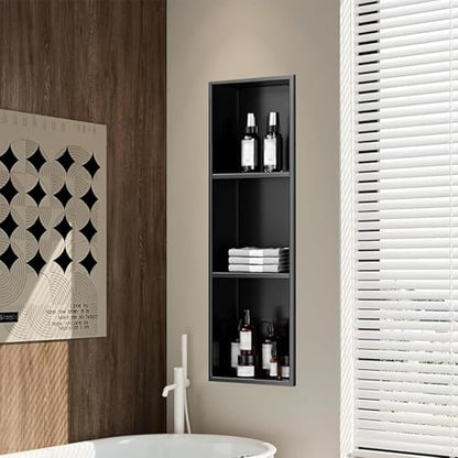 Bathroom Shower Niche, Insert Storage Shower Shelf for Wall, Stainless Steel Wall Alcove Shelf No Tiled Recessed Niche Shower for Storage(90cmx28cmx12.5cm) - size: 90cmx28cmx12.5cm
