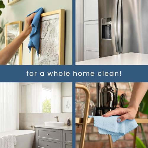 S&T INC. Microfiber Cleaning Cloth, 50 Pack, 11.8" x 11.8", Blue | Storage Box Included, Edgeless Cleaning Cloth for Home and Car, Reusable and Multi-Purpose Cleaning Rags, Machine Washable - color: Blue