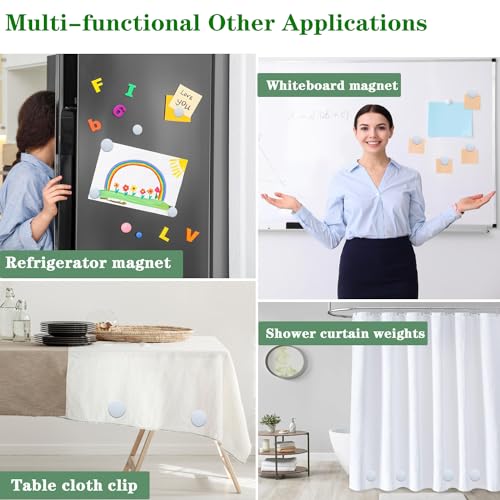 3 Sets Shower Curtain Weights Bottom, Magnetic Heavy Duty Weights Premium Shower Curtain Liner Clips Added Weight, Work for Drapery, Tablecloth, Stop Shower Curtain Blowing in, White Weights - color: White