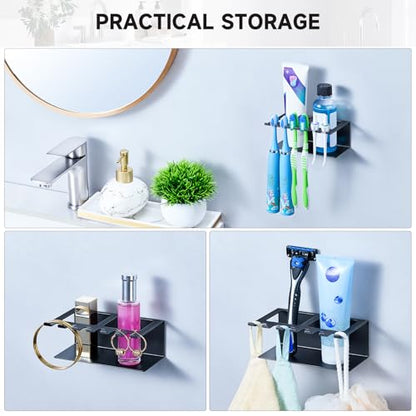 Electric Toothbrush Head Holders, Electric Toothbrush Holders Wall Mounted, Shower Electric Head Holder, Toothbrush and Toothpaste Holder, Tooth Brushing Holder for Bathroom (Black, Small) - color: Black, size: Small