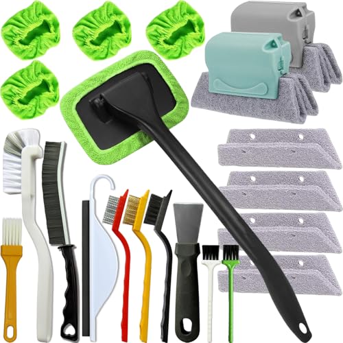 21Pcs Small Cleaning Brush for Car Glass & Gap Crevice Cleaning - Window/Door Tracks, Bathroom Sink, Mirrors, Window Sills, Sliding Doors, Shower Door Tracks