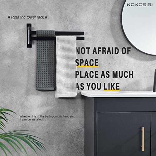 KOKOSIRI Bathroom Towel Bars Swivel Towel Rails Matte Black Swing Out Hand Towel Holder 2-Arm for Bath Kitchen Wall Stainless Steel B5007BK-A2 - size: 2-Bar