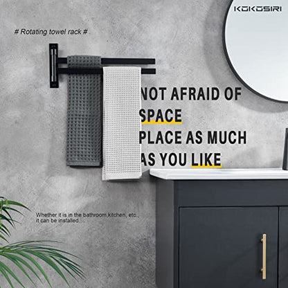 KOKOSIRI Bathroom Towel Bars Swivel Towel Rails Matte Black Swing Out Hand Towel Holder 2-Arm for Bath Kitchen Wall Stainless Steel B5007BK-A2 - size: 2-Bar