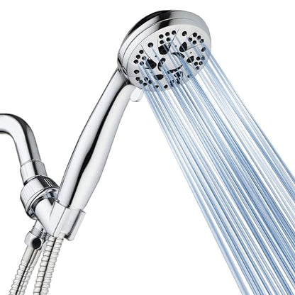 AquaDance High Pressure 6-Setting 3.5" Chrome Face Handheld Shower with Hose for the Ultimate Shower Experience! Officially Independently Tested to Meet Strict US Quality & Performance Standards! | Anti-clog Jets, Premium Stainless Steel Hose & Adjustable