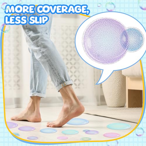 Fullhawl 30 Pcs Bubble Non Slip Bathtub Stickers Colorful Bubble Anti Slip Shower Stickers Shower Floor Nonslip Sticker Applique Adhesive Decals Treads with Scraper for Bathtub Bathroom Floor - style: Bubble