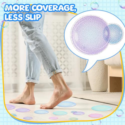 Fullhawl 30 Pcs Bubble Non Slip Bathtub Stickers Colorful Bubble Anti Slip Shower Stickers Shower Floor Nonslip Sticker Applique Adhesive Decals Treads with Scraper for Bathtub Bathroom Floor - style: Bubble