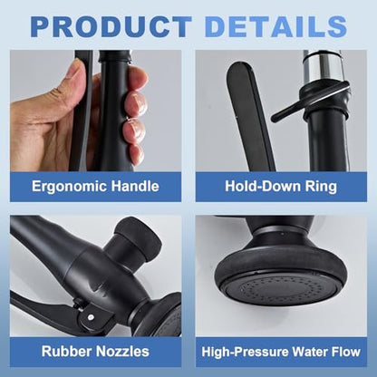 Pull Down Kitchen Faucet Replacement Head, Spray Head with Stream & Spray Functions, High-Pressure Anti-Clog Nozzle, Easy Install, Matte Black, Fits Most Kitchen Faucets - color: Commercial Style Spray Head - Matte Black