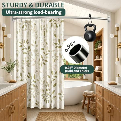Brushed Nickel Curved Shower Curtain Rod for Bathroom 33-78 In Adjustable Rounded Shower Rod, RustProof Stainless Steel Non-Slip Bowed Shower Rods for Bathtub, Stall Extra Shower Space Need Drilling - color: Brush Nickel