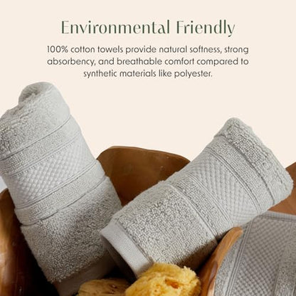 Luxury 100% Cotton Bath Towels Set | 6-Piece Set | Grey | 700 GSM | Premium Bath Towels | Ultra Soft Thick Plush & Highly Absorbent | Luxury Hotel & Spa Bathroom Towels - color: High Rise Grey, size: 6 Piece Set