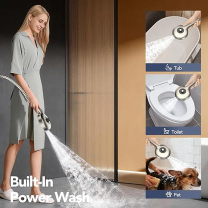 High Pressure Rain Showerhead Combo, Magnetic Shower Head Set with Detachable 8-Mode Handheld Shower Spray, Adjustable Angle Dual Showerhead with Built-in Magnetic Docking, Power Jets Brushed Nickel - color: Brushed Nickel