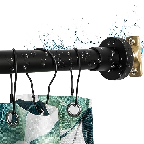 Heavy Duty Shower Rod, Adjustable Shower Curtain Rod, Expandable 47-84 Inch, Permanent Mount Shower Rod, Never Rust Stainless Steel For Window Curtain and Closet, Matte Black - color: Matte Black