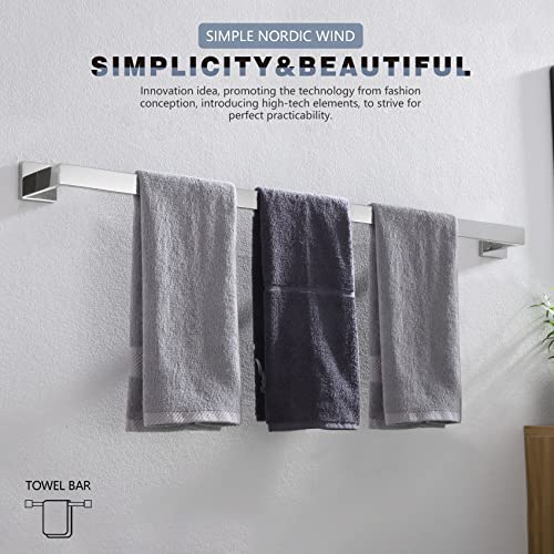 KOKOSIRI 36-Inch Single Towel Bar, Bathroom Kitchen Towel Holder, Wall Mounted SUS304 Stainless Steel Towel Rack, Polished Chrome, B4003CH-L36 - color: Polished Chrome, size: 36-Inch