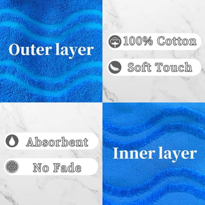 VOOVA & MOVAS Wash Gloves 6 Pack Blue Jacquard,European Style with Loop | Body Wash Gloves, Gentle Texture, Durable Cotton Fabric, Ideal for Face Care, Shower and Home Use. - color: Jacquard-blue Wave, size: 6PC Bath Mitts