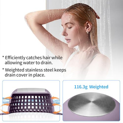 Aluvor Shower Drain Hair Catcher Bathtub Drain Cover Sink Drain Protector | Bathroom Sink & Bathtub Drain Strainer for Pop-Up & Regular Drains, Silver Purple - color: Silver Purple