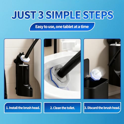 Disposable Toilet Bowl Brush with 36 Count Refills, Toilet Cleaning Stick,Toilet Bowl Cleaner Holder and Set, Toilet Cleaning System Starter Kit - style: Toilet brush+36 refills