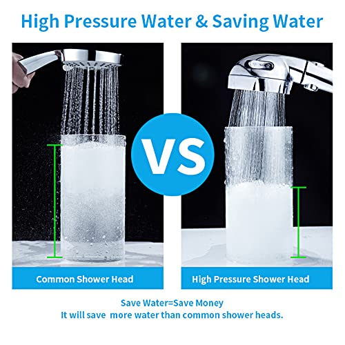 RV & Camper High Pressure Handheld Shower Head with Pause Button | 3 Spray Modes with ON/OFF Switch, Detachable Dog Shower Attachment, Drill-Free Pet Shower Wand with Bracket & Hose, Chrome - color: Chrome