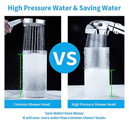 RV & Camper High Pressure Handheld Shower Head with Pause Button | 3 Spray Modes with ON/OFF Switch, Detachable Dog Shower Attachment, Drill-Free Pet Shower Wand with Bracket & Hose, Chrome - color: Chrome
