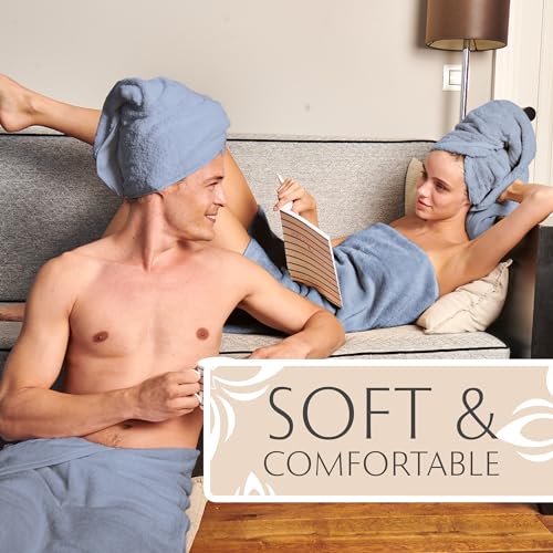 MAURA Light Blue Extra Large Turkish Cotton Luxury Bath Towels Set of 4. Ultra-Soft, Thick & Plush Towels for Bathroom - Serenity Blue - color: Serenity Blue, size: Bath Towel (4-Pack)