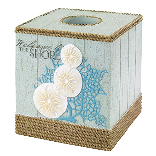 Avanti Linens - Tissue Box Cover, Guest Bathroom Essentials, Beach Inspired Home Decor (Beachcomber Collection) - size: Tissue Box Cover