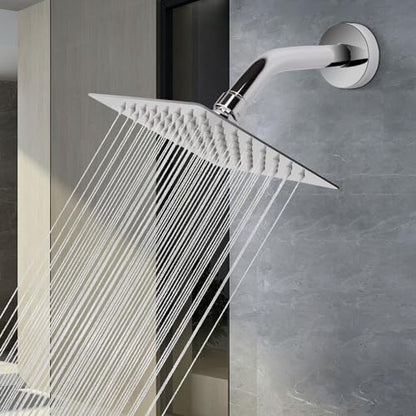 NearMoon Rain Shower Head, High Flow Stainless Steel Square Rainfall Shower, High Pressure Design, Awesome Shower Experience Even At Low Water Flow (6 Inch, Chrome Finish) - color: Chrome Finish, size: 6 Inch Square