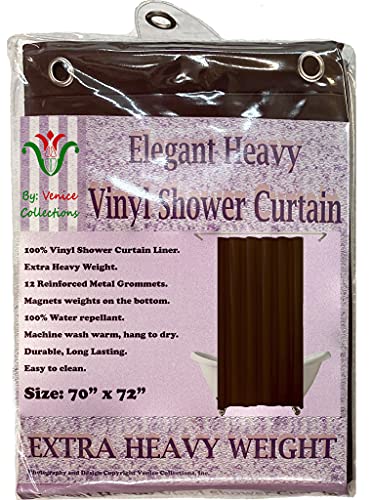Elegant Heavy Duty Vinyl Shower Curtain Liner with 12 Metal Grommets Dark Brown - color: Dark Brown