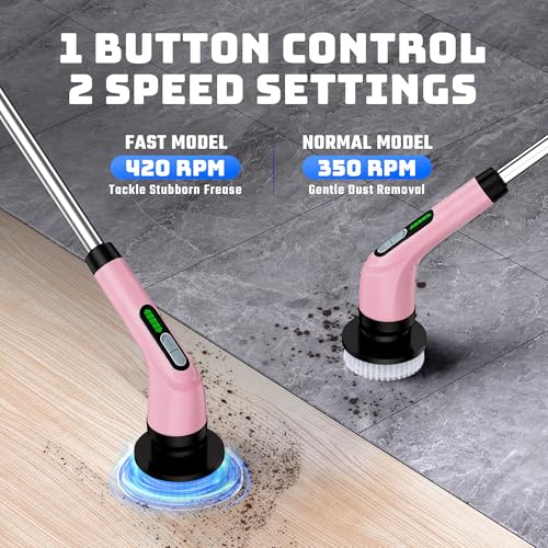 Electric Spin Scrubber - Cordless Bathroom Scrubber with 7 Brush Heads