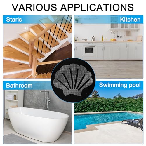 PATIKIL 12 Pcs Non Slip Bathtub Stickers, Anti Slip Shower Stickers Bathroom Shower Floor Decals Sea Shell Shape Cute Treads Tubs, Transparent - color: Transparent