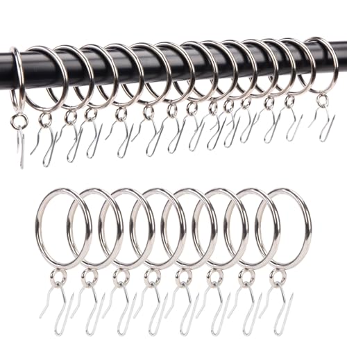 Curtain Rings with Hooks Rustproof Metal Drapery Rings with Eyelets and Pinch Pleat Curtain Hooks for Window Door Shower Curtain 1.5 Inch Inner Diameter 24 Pack Silver TXZWJZ - color: Silver, size: 1.5 inch Interior Diameter