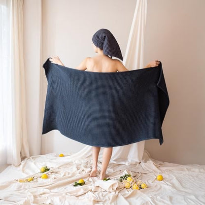 4-Piece Waffle Towels Set for Bathroom - Soft 100% Turkish Cotton Quick-Dry Lint-Free Waffle Weave Thin Bath and Hand Towels (Anthracite, 2 Bath & 2 Hand Towel Set) - color: Anthracite, size: 2 Bath & 2 Hand Towel Set