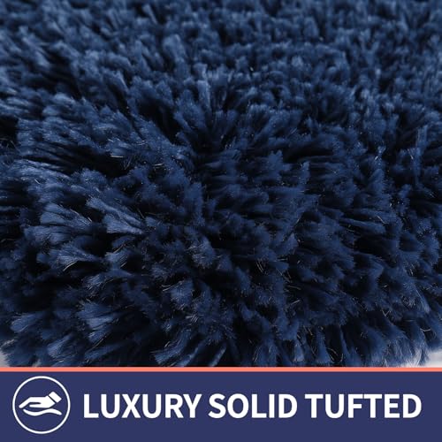 Soft Microfiber Toilet Lid Cover 17.5" x 15" Machine Washable | Solid Toilet Seat Cover Adjustable Rubber Backing Fits Most 16 -17.5" L x 14-16" W Round Oblong and Elongated Toilet Seat - color: Navy Blue