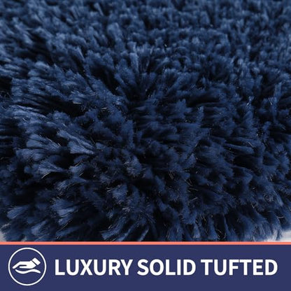 Soft Microfiber Toilet Lid Cover 17.5" x 15" Machine Washable | Solid Toilet Seat Cover Adjustable Rubber Backing Fits Most 16 -17.5" L x 14-16" W Round Oblong and Elongated Toilet Seat - color: Navy Blue