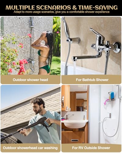 Stainless Steel Shower Hose Extra Long, 118 Inches Shower Head Hose Replacement, G1/2 Universal Brass Nut, Flexible Swivel Connection Anti-Kink, Anti-Explosion Leakproof, Chrome