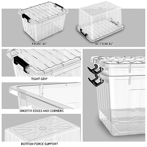 Cetomo 18Qt Plastic Storage Bin, Stackable Storage Box with Lid, Organizer, Container for Home, Office, Drom, PP, BPA-Free, Nestable, Clear, 18Quart-6 Pack - size: 18Qt*6