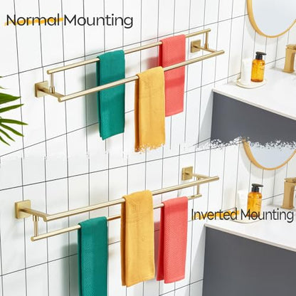 KOKOSIRI Bath Towel Bars 36-Inch Double Towel Rails Overlength Bathroom Racks for Cabinet Kitchen Brushed Gold Stainless Steel B5009BG-L36 - color: Brushed Gold, size: 36-Inch