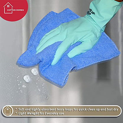 WASHCLOTH Soft Cotton Towels 11"x11" Blue - (50 Pack) with 1 Free Apron, 100% Cotton Rich Fingertip Towels, Cleaning Rags Wash Cloths for Bathroom